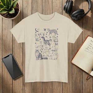 Vintage 90s Cat Breed T-Shirt: Retro Tattoo Style Sand