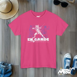Fencing Cat Unisex Tee, Fencer Gift, Cat Lover Shirt, Sword Fighting En Garde T-Shirt Heliconia