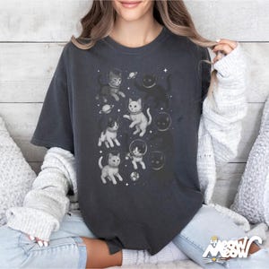 Space Cats T-Shirt: Cosmic Kitty Astronaut Graphic Tee Pepper