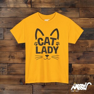 T-shirt drôle de femme de chat, t-shirt unisexe graphique de visage de chat Gold