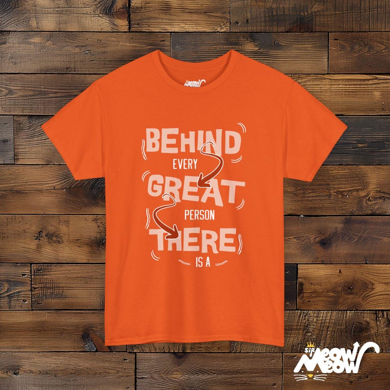 Camiseta divertida para amantes de los gatos: diseño frontal y posterior con gráfico de gatito. Orange