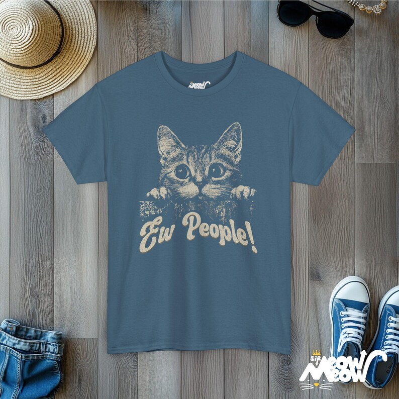 Camiseta de gato "Ew People": Diseño antisocial divertido imagen 10
