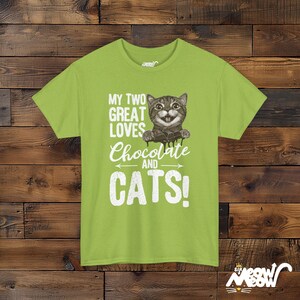 Chocolate and Cats T-Shirt: Playful Graphic Tee, Cat Lover Gift Kiwi