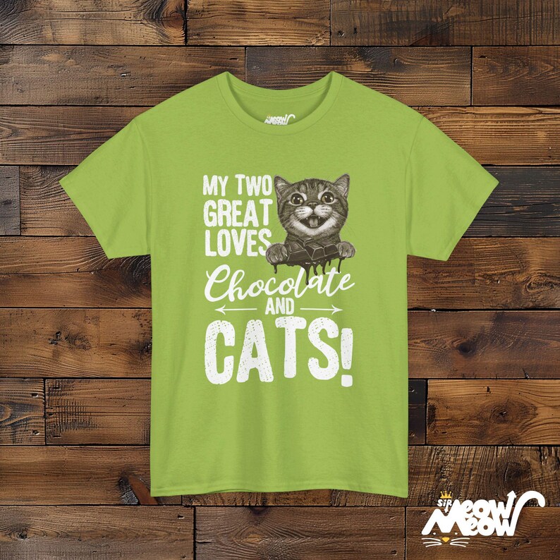 Chocolate and Cats T-Shirt: Playful Graphic Tee, Cat Lover Gift Kiwi