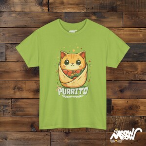 Purrito Cat T-Shirt: Funny Burrito Kitten Graphic Tee Kiwi