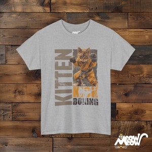 Grappig kickboks-T-shirt kitten: Cat Martial Arts-ontwerp Sport Grey