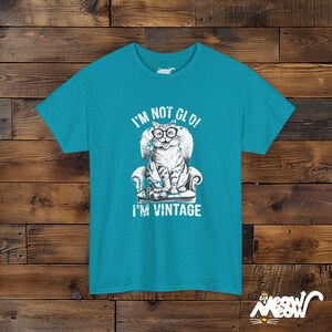 Retro Cat Lovers Tee: I'm Not Old, I'm Vintage Unisex T-Shirt Tropical Blue