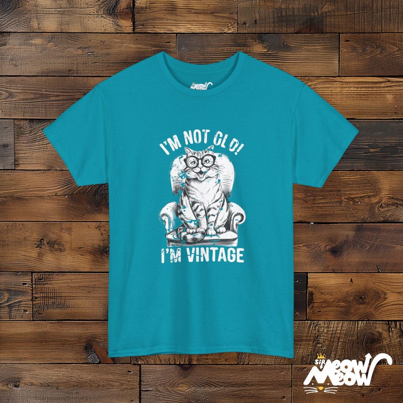 Retro Cat Lovers Tee: I'm Not Old, I'm Vintage Unisex T-Shirt Tropical Blue