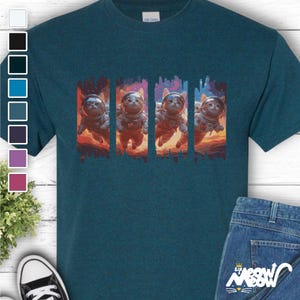 Astronaut Cats T-Shirt: Space Galaxy Kitten Tee image 1