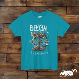 Bengal Tiger Graphic T-Shirt: Wildlife Cotton Tee Tropical Blue