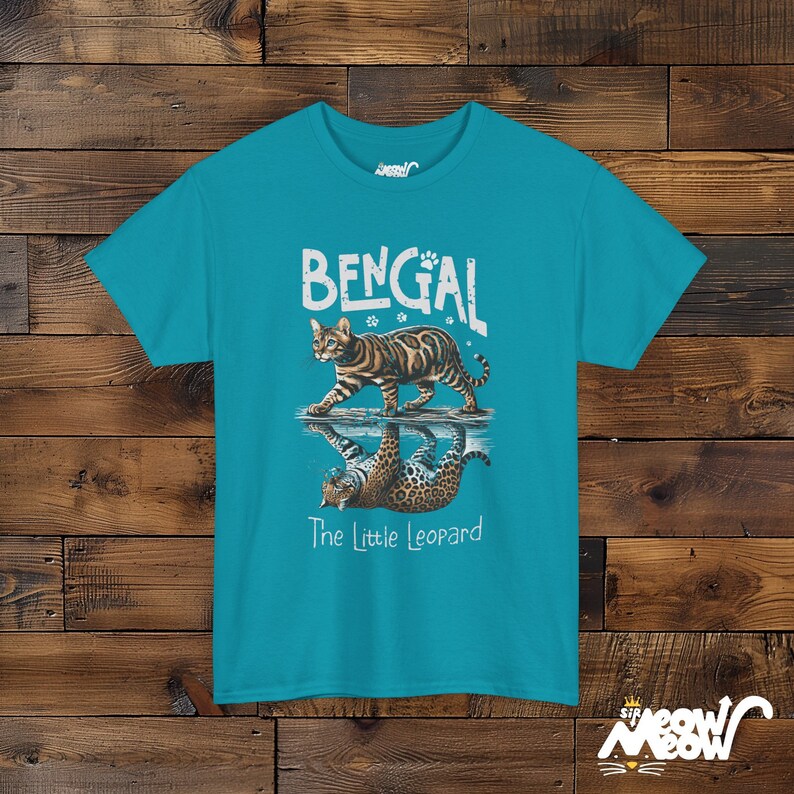 Bengal Tiger Graphic T-Shirt: Wildlife Cotton Tee Tropical Blue