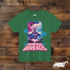 Princess Borealis T-Shirt: Retro 80s Cartoon Hero Design Turf Green