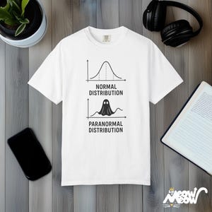 Funny Stats Ghost T-shirt: Paranormal Distribution Comfort Colors T-shirt White
