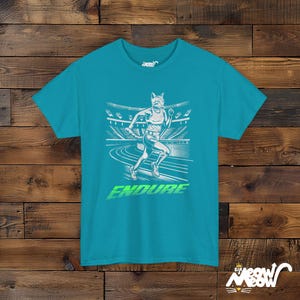 Cat Runner T-Shirt: Motivational Athlete Unisex Tee Tropical Blue