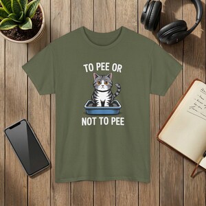 Funny Cat T-Shirt: Or Not, Kitten Graphic Military Green