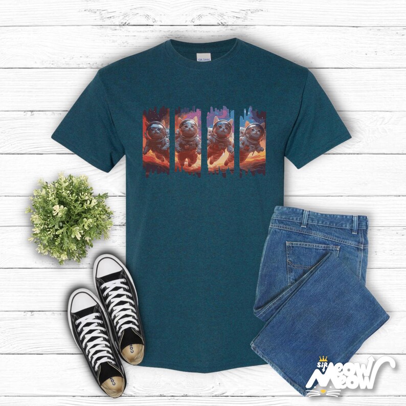 Astronaut Cats T-Shirt: Space Galaxy Kitten Tee image 2