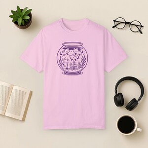Funny Cat Fishbowl T-Shirt: Comfort Colors Kitty Aquarium Tee Blossom