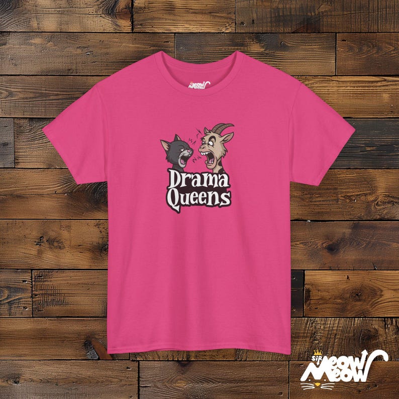 Drama Queens Lustiges Katzen- und Ziegen-T-Shirt - Humorvolles Tierliebhaber Geschenk Heliconia