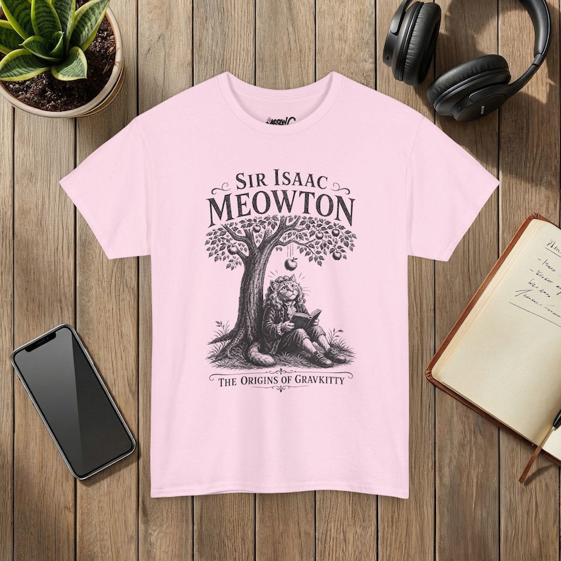 Sir Isaac Meowton Cat T-Shirt, Physics Teacher Gift, Newton Gravity Tee (Vintage Style) image 10