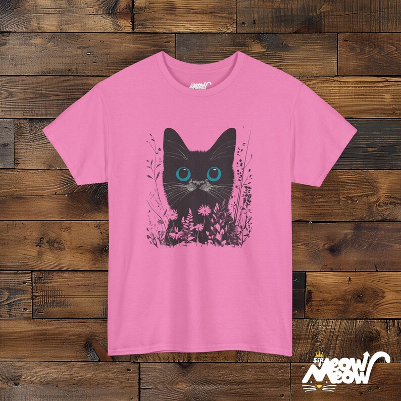 Mystical Black Cat T-Shirt - Enchanting Wildflower Cat Tee - Witchy Nature Lover Gift Azalea