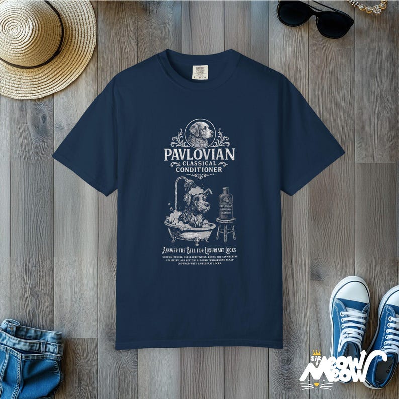 Comfort Colors Pavlov's Hunde T-Shirt: Lustiges Wissenschaft T-Shirt für Psych Liebhaber True Navy