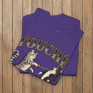 Touché Pussycat Fencing Cat T-Shirt, Funny Fencer Gift, Dueling Cats Graphic Tee, Gildan 5000 image 12