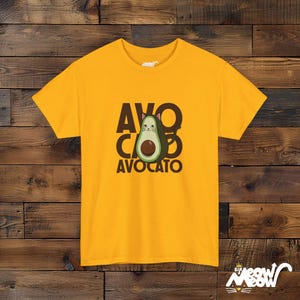 Avocato Cat T-Shirt, Funny Avocado Pun Tee, Gift for Cat Lovers Gold