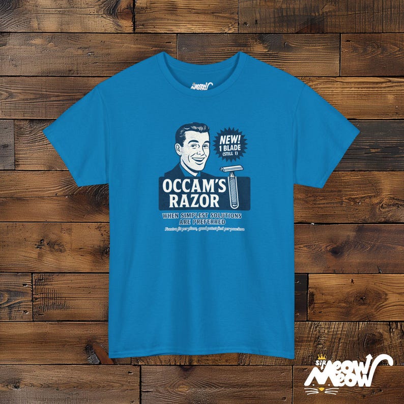 Occams Rasiermesser T-Shirt Unisex, Philosophie Shirt, Wissenschaft Humor Tee, Logik Shirt, Lehrer Geschenk Sapphire