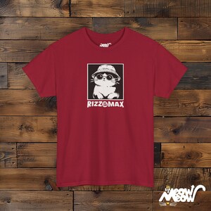 Rizz to the Max Cat T-Shirt: Meme Gen Z Slang Tee Cardinal Red
