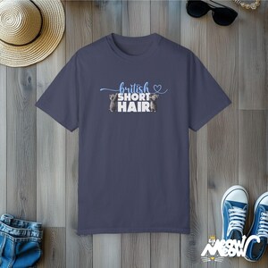 British Shorthair Cat T-Shirt: Comfort Colors Unisex Tee Denim