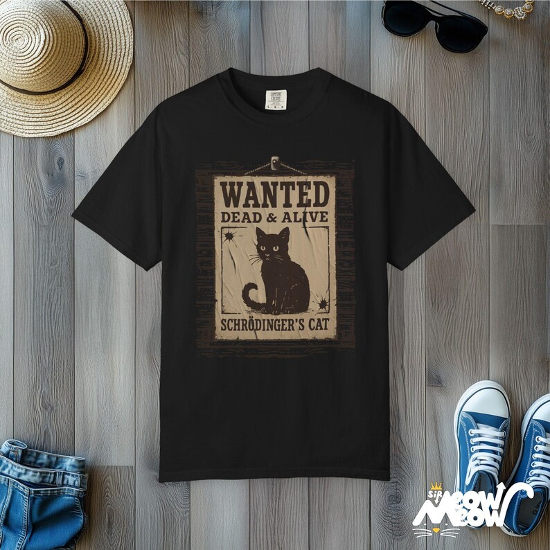 Schrödinger's Cat Comfort Colors Shirt: Funny Science Tee Black