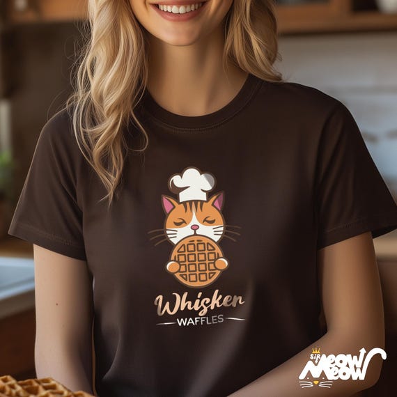 Cat Chef Waffle T-Shirt – Foodie Tee, Cat Lover Gift