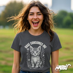 Comfort Colors Rage Consumes Me Cat Shirt: Dark Humor Gift