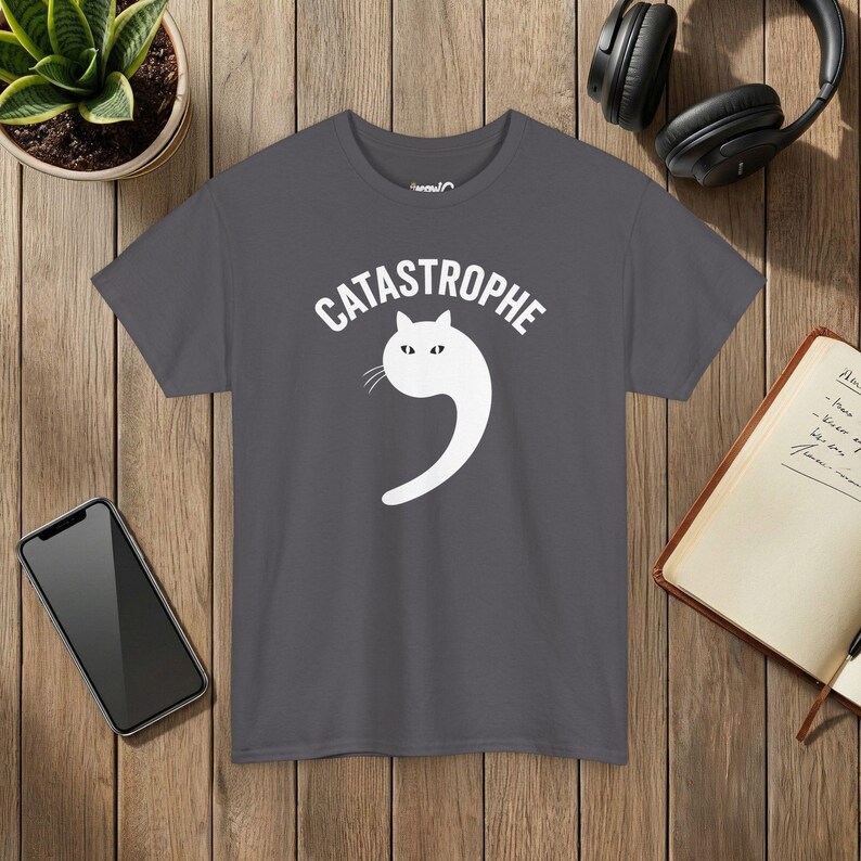 Catastrophe Cat T Shirt, Minimalist Graphic Tee, Indie Alt Streetwear image 6