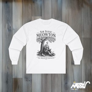 Sir Isaac Meowton Cat T-Shirt, Physics Teacher Gift, Newton Gravity Tee (Vintage Style) image 11