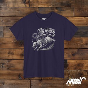 Cowboy Cat T-Shirt: Funny Rodeo Graphic Tee, Western Gift Blackberry