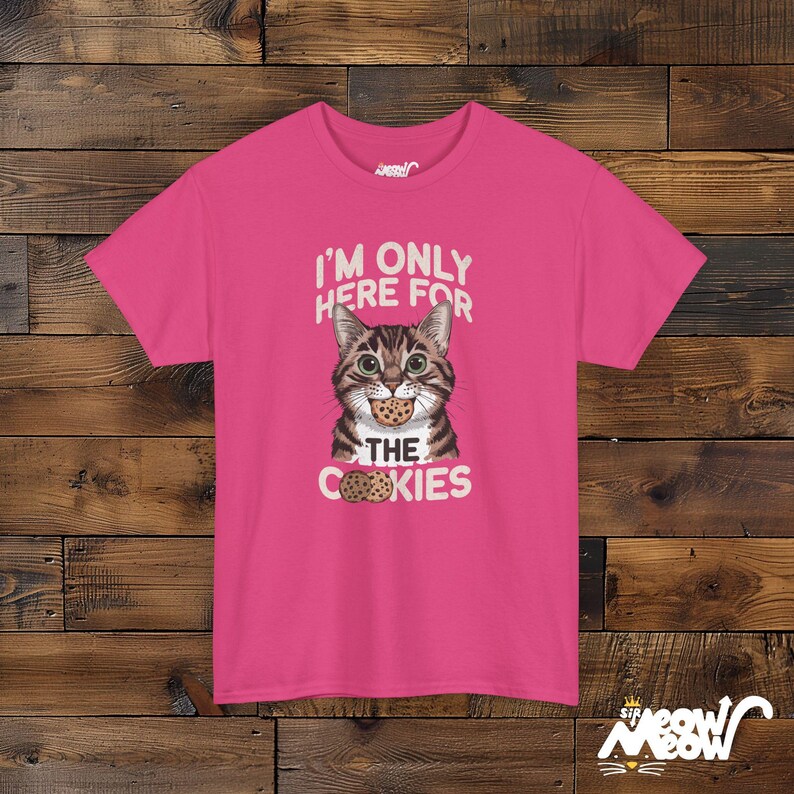 I'm Only Here for the Cookies - Cat and Cookie Lovers Unisex Tee Heliconia