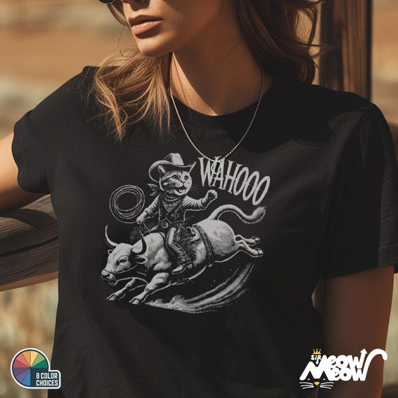 Cowboy Cat T-Shirt: Funny Rodeo Graphic Tee, Western Gift