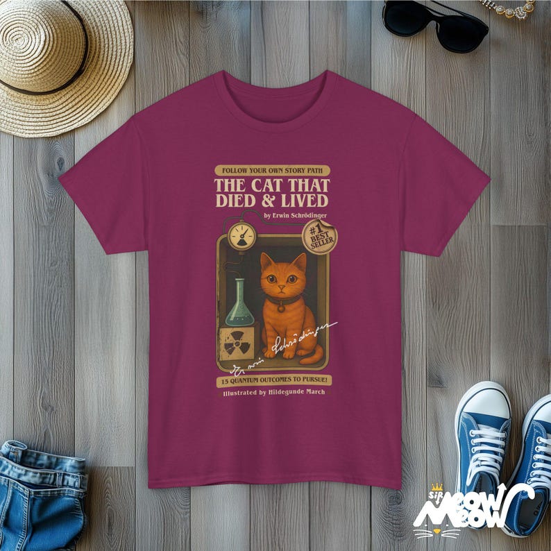 Schrödinger Cat T-Shirt: Retro Quantum Physics, Nerdy Science Gift Berry