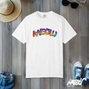 Regenbogen Meow Katzen-T-Shirt: Komfort Farben Stolz T-Shirt White