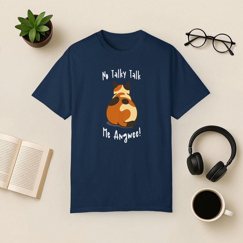 Grumpy Calico Cat Comfort Colors T-Shirt: Sarkastisches Introvertiertes Geschenk True Navy