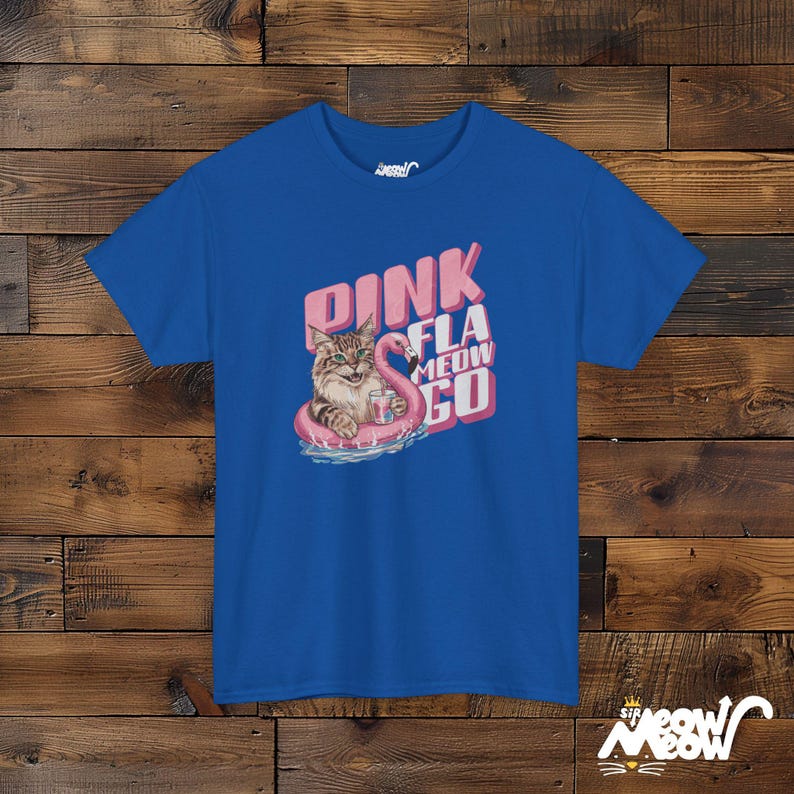Lustiges Flamingo Katzen-T-Shirt - Retro Pink Fla-MEOW-Go Float Design - Lustiges Geschenk für Katzenliebhaber Royal
