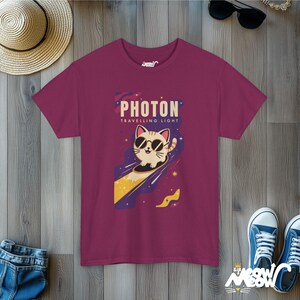 Space Cat T-Shirt, Fun Galaxy Kitty Tee Berry