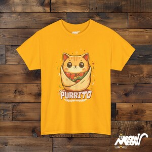 Purrito Cat T-Shirt: Funny Burrito Kitten Graphic Tee Gold
