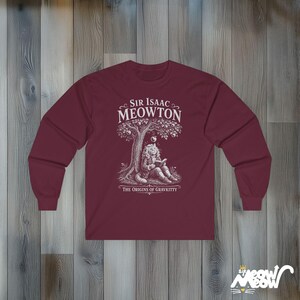 Sir Isaac Meowton Cat T-Shirt, Physics Teacher Gift, Newton Gravity Tee (Vintage Style) image 14