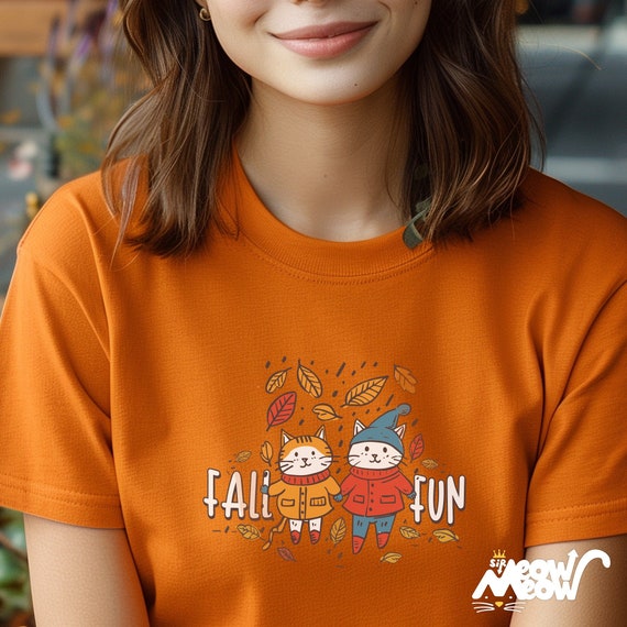 Cats Fall T-Shirt, Autumn Unisex Tee
