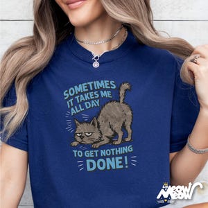 Funny Lazy Cat T-Shirt: Comfort Colors Unisex Tee image 1