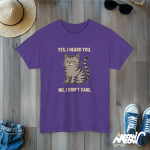 Funny Grumpy Cat T-Shirt: Sarcastic Pink Tabby Tee Lilac