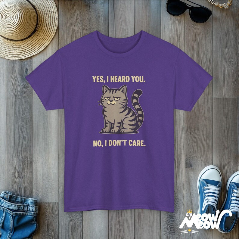 Funny Grumpy Cat T-Shirt: Sarcastic Pink Tabby Tee Lilac