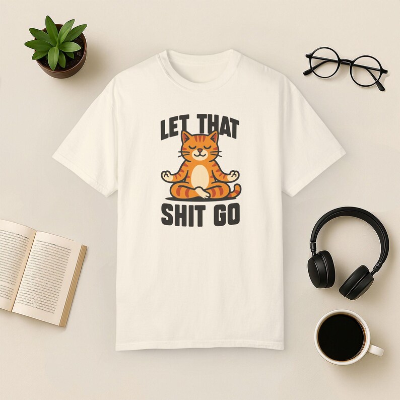 Funny Yoga Cat T-Shirt: Sarcastic Mindfulness Comfort Colors Tee Ivory